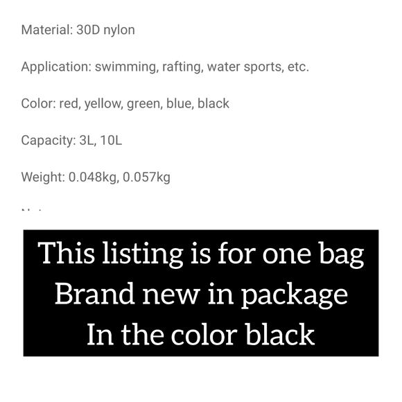 3L waterproof nylon outdoor Travel dry storage camping bag brand new in black - Picture 10 of 10